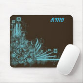 ブラウン及び青い渦巻のマウスパッド マウスパッド (マウス)