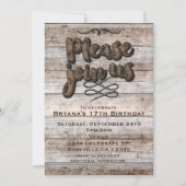 ブラウン型素朴木材エレガント招待状 招待状 (正面)