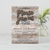 ブラウン型素朴木材エレガント招待状 招待状 (スタンド正面)