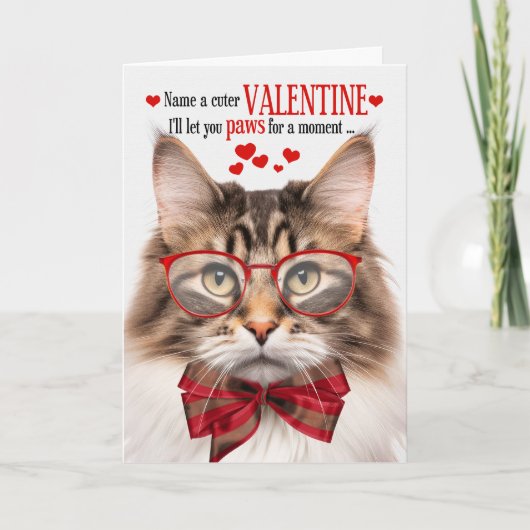 ブラウン大理石ウェギーキャットユーモアのバレンタインデー シーズンカード (正面)