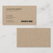 ブラウン実質のクラフト紙のエレガントでモダンなテンプレートの上 名刺 (正面/裏面)