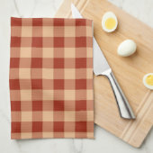 ブラウン市松模様にガンガム模様 キッチンタオル (四つ折り)