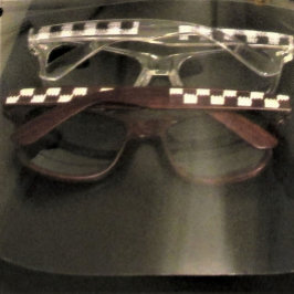 ブラウン市松模様にデザイユニークナークロシェプリントウッド サングラス