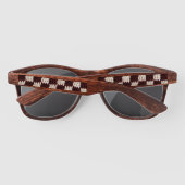ブラウン市松模様にデザイユニークナークロシェプリントウッド サングラス (裏面)