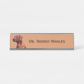 ブラウン幾何学ドッグ デスク ネーム プレート デスクネームプレート (正面)