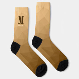 ブラウン幾何学メッシュモノグラム ソックス