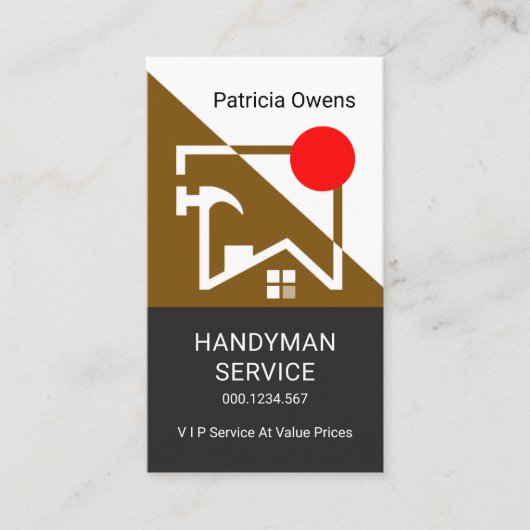 ブラウン建物ルーフフレーム建築 名刺 (正面)