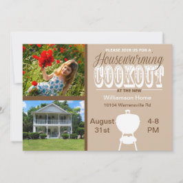 ブラウン引っ越し祝いパーティークックアウト招待状 招待状