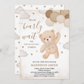 ブラウン我々は赤ちゃんシャワーを待つことができる 招待状 (正面/裏面)