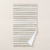 ブラウン抽象芸術ストライプミニマモダンリスト バスタオルセット (ハンドタオル)