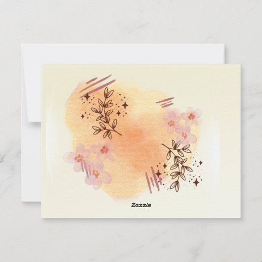 ブラウン抽象芸術モダンフォト大人誕生日フラット シーズンカード (裏面)