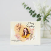 ブラウン抽象芸術モダンフォト大人誕生日フラット シーズンカード (スタンド正面)