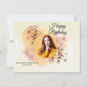 ブラウン抽象芸術モダンフォト大人誕生日フラット シーズンカード (正面)