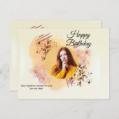 ブラウン抽象芸術モダンフォト大人誕生日フラット シーズンカード (正面/裏面)