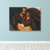 ブラウン抽象芸術好きの色合いキスをする キャンバスプリント (インサイチュ (ウッドフロア))