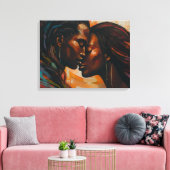 ブラウン抽象芸術好きの色合いキスをする キャンバスプリント (インサイチュ (リビング))