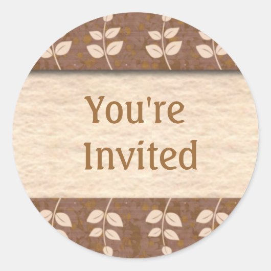 ブラウン招待されました封筒用シールラウンドステッカー ラウンドシール (正面)