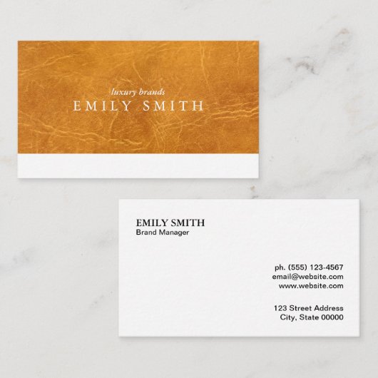 ブラウン擦り切れたレザーのテクスチャ 名刺 (正面/裏面)