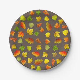 ブラウン数々のの色の感謝祭紅葉 ペーパープレート