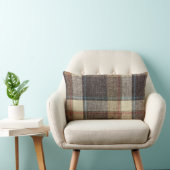 ブラウン格子投げ腰枕 ランバークッション (椅子)