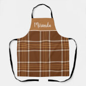 ブラウン格子状タータンチェック市松模様にパターン名前をカスタムする エプロン (正面)
