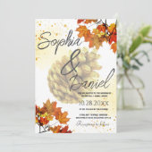 ブラウン水彩 秋 招待状 (スタンド正面)
