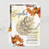 ブラウン水彩 秋 招待状 (正面/裏面)