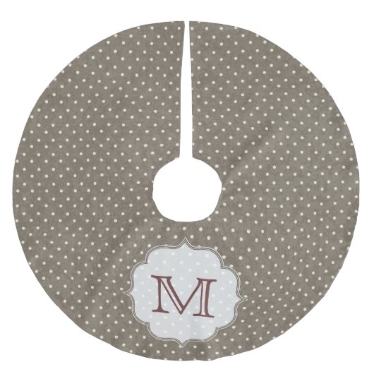 ブラウン水玉模様モノグラムイニシャルツリースカート ブラッシュドポリエステルツリースカート (正面)