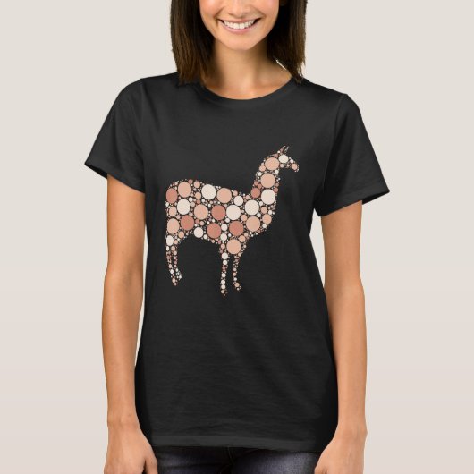 ブラウン水玉模様ラマ国際的ドットデー Tシャツ (正面)
