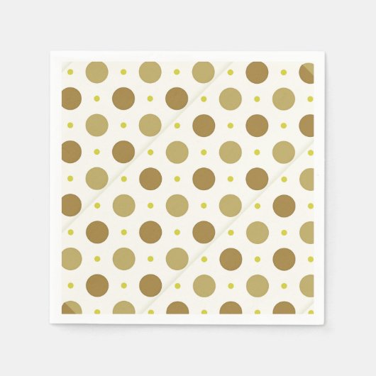 ブラウン水玉模様レトロデザイン紙ナプキン スタンダードカクテルナプキン (正面)