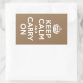 ブラウン淡い色のKeep Calm and Carry On 長方形シール (バッグ)
