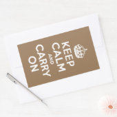 ブラウン淡い色のKeep Calm and Carry On 長方形シール (封筒)