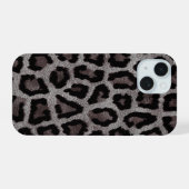 ブラウン灰色ヒョウ動物 iPhone 15ケース (裏面横)
