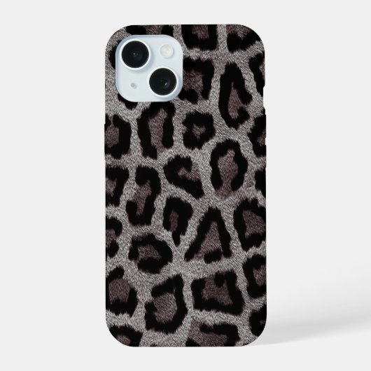 ブラウン灰色ヒョウ動物 iPhone 15ケース (裏面)
