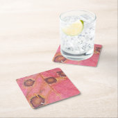 ブラウン点々のあるレッド秋リーフ スクエアペーパーコースター (インサイチュ)