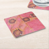 ブラウン点々のあるレッド秋リーフ スクエアペーパーコースター (アングル)