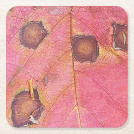 ブラウン点々のあるレッド秋リーフ スクエアペーパーコースター