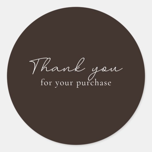 ブラウン無地の、お買い物ありがとう ラウンドシール (正面)