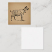 ブラウン熟成ベルイラストレーションアンティーク山羊 ノートカード (正面/裏面)