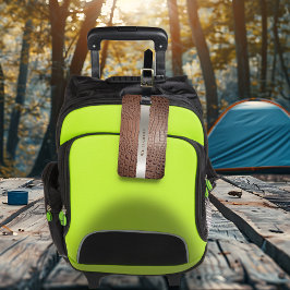 ブラウン爬虫類デジタルレザーチタン金属 ラゲッジタグ