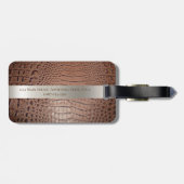 ブラウン爬虫類デジタルレザーチタン金属 ラゲッジタグ (裏面横)
