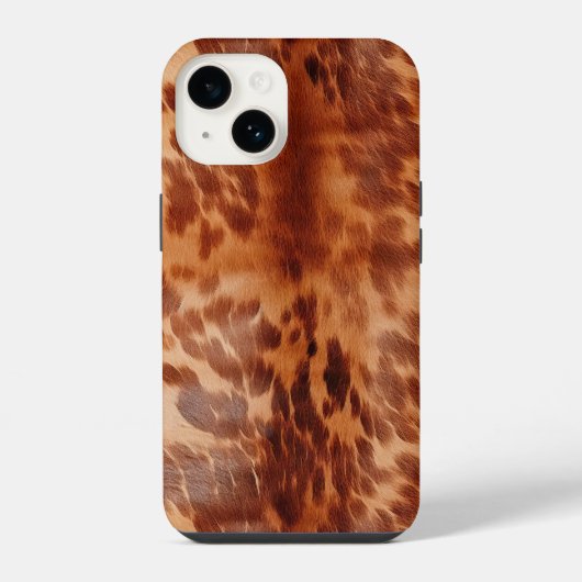 ブラウン牛革アニマルプリント iPhoneケース (裏面)