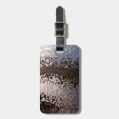 ブラウン特有な灰色の揺らめくSnakeskinの効果 ラゲッジタグ (正面縦)