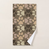 ブラウン犬の足のプリントのデザイン バスタオルセット (ハンドタオル)