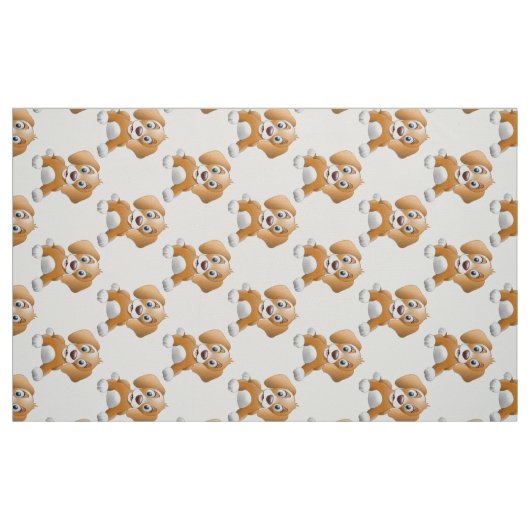 ブラウン犬のclipart ファブリック (ファットクウォーター)