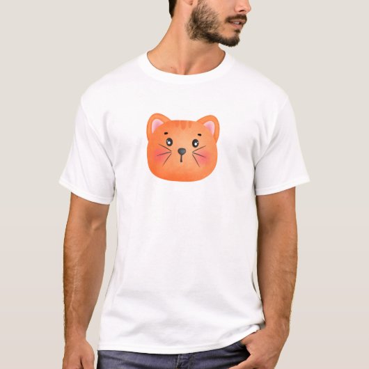 ブラウン猫かわいい顔Tシャツ Tシャツ (正面)