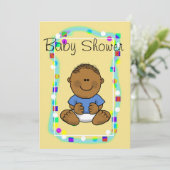 ブラウン男の赤ちゃんシャワー招待状またはアナウンス 招待状 (スタンド正面)