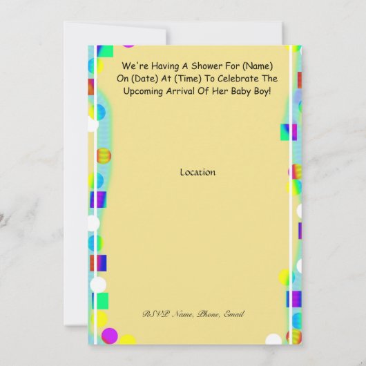 ブラウン男の赤ちゃんシャワー招待状またはアナウンス 招待状 (裏面)