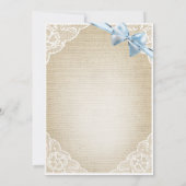 ブラウン男の赤ちゃんベア&ブルーボーバーラップベビーシャワー 招待状 (裏面)