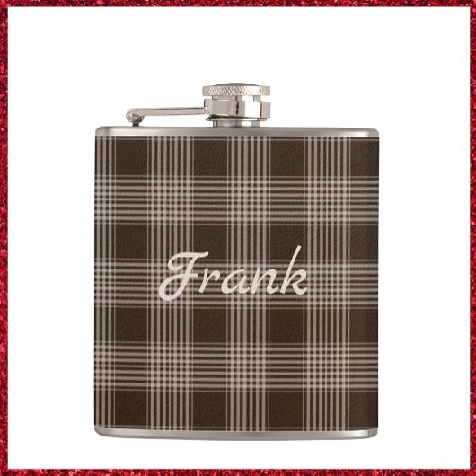 ブラウン男らしとベージュの格子縞 フラスク